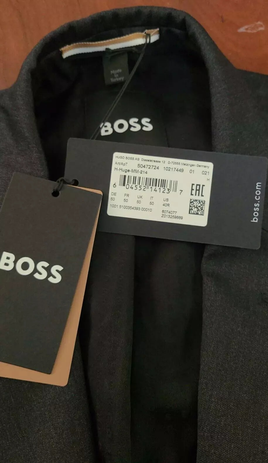 $645 - BOSS Suit Jacket Stretch Wool Reda Italian Fabric Slim Fit - Size 40R