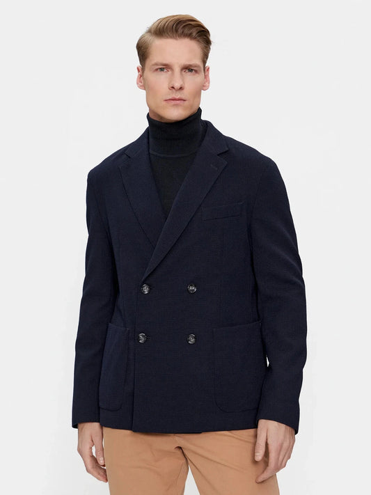 $765 BOSS Double Breasted Slim Fit Jacket Wool Blend Stretch Italian Fabric -38R