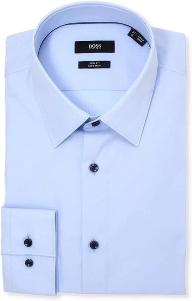 HUGO BOSS Jano Slim Fit Easy Iron Dress Shirt in Blue - Size 15.5 / 39