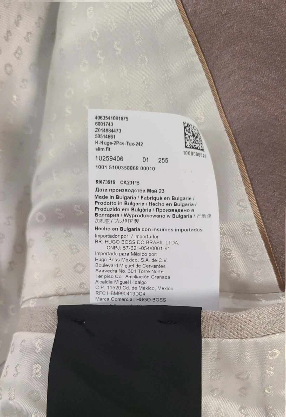 BOSS Tuxedo Jacket Micro Pattern Pure Linen Italian Fabric Slim Fit - Size 38R