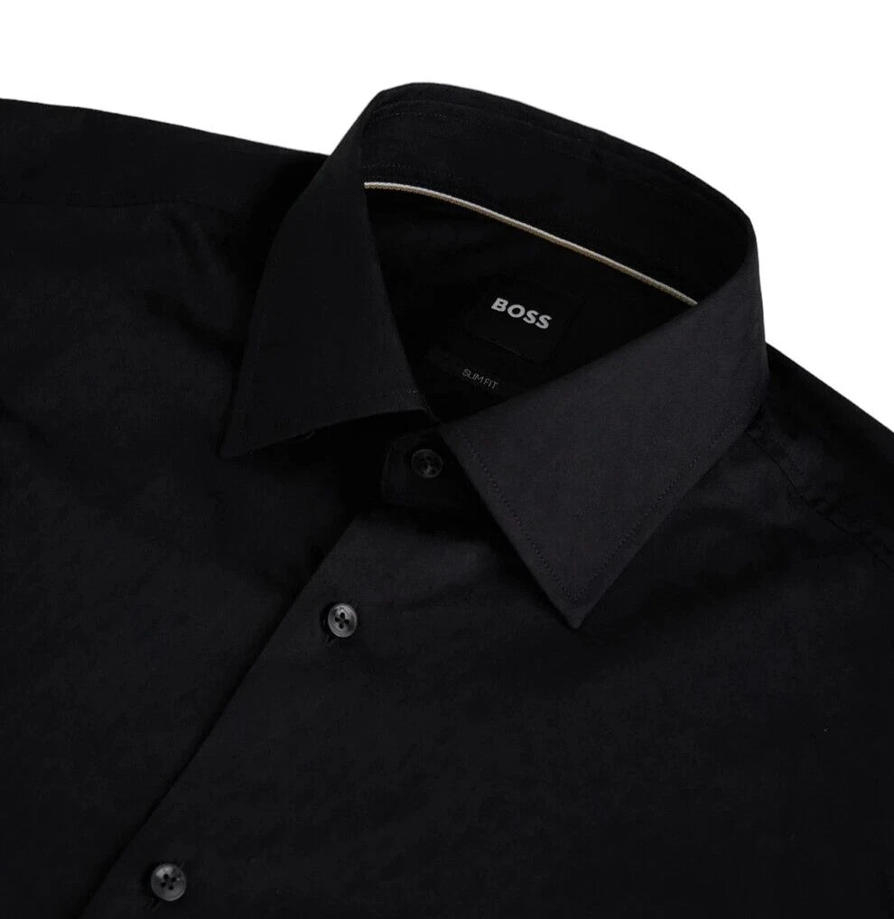 BOSS Dress Shirt Italian Cotton w Jacquard Monograms - Slim Fit - Size 15.7 / 40