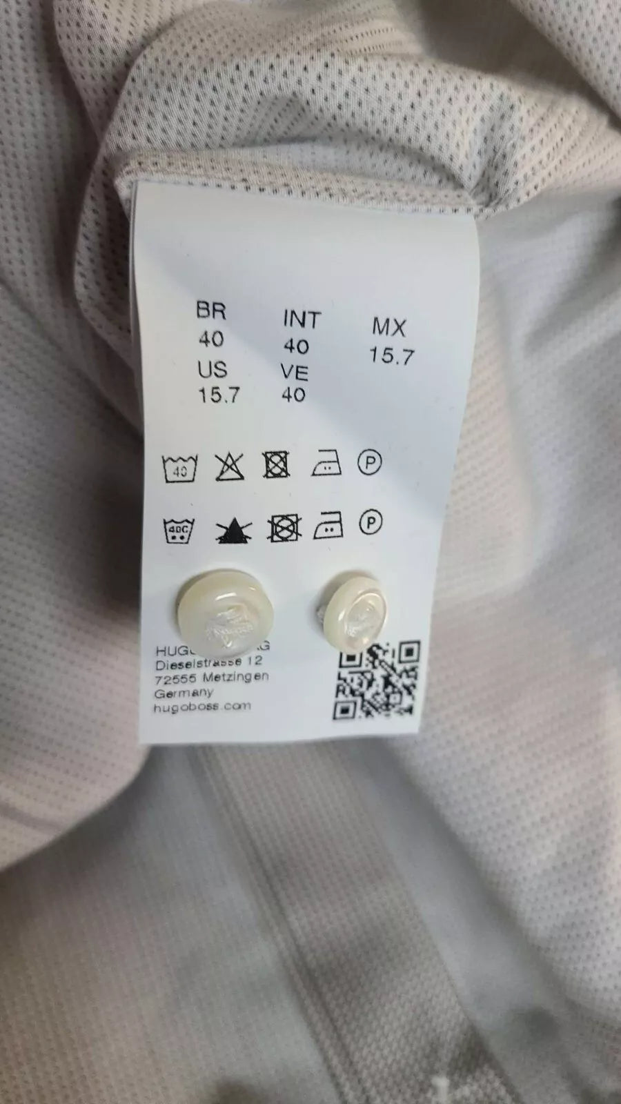 BOSS Tailored Long Sleeve Cotton Shirt Italian Fabric Patterned Slim -  M / 15.7