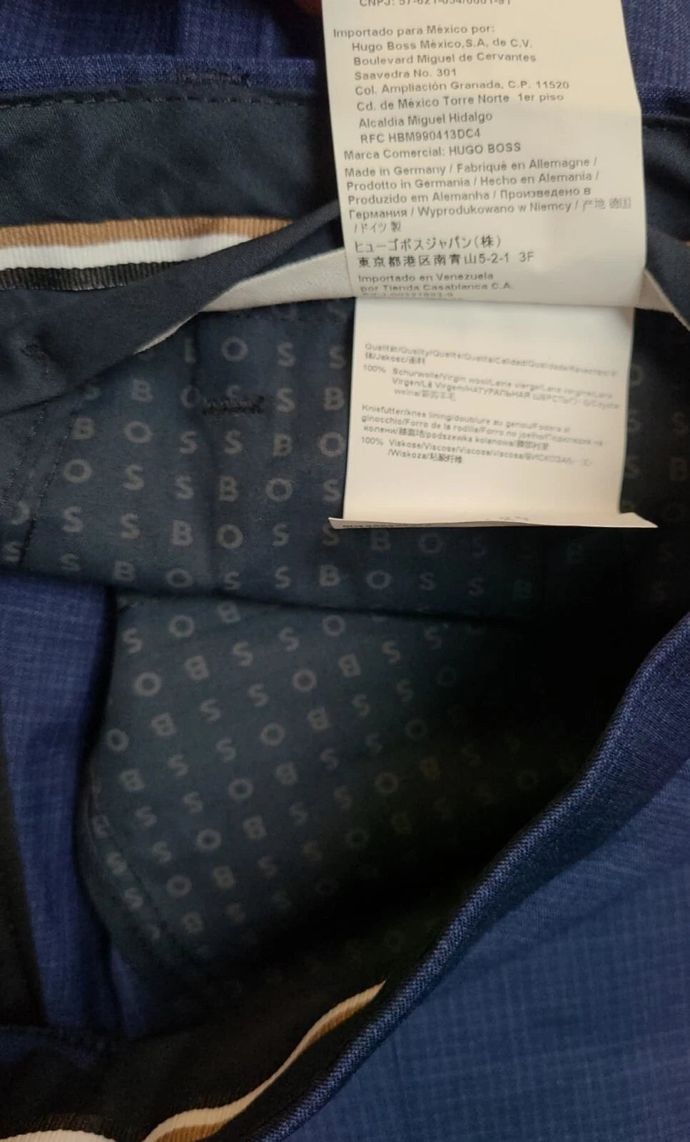 BOSS Genius Wool Dress Pants Classic Suit Pants Slim Fit Check Blue - Size 32R
