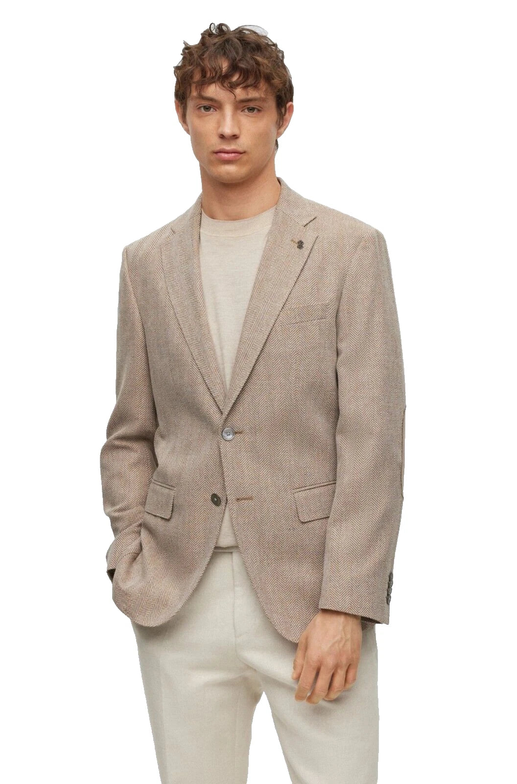 $695 - BOSS Sport Jacket Herringbone Cotton and Virgin Wool Slim Fit - Size 38R
