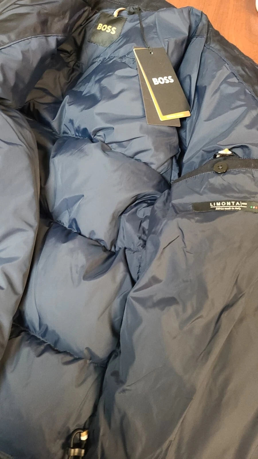 $645 - BOSS Premium Duck Down Jacket Leather Trims Water Repellent - Size 38R