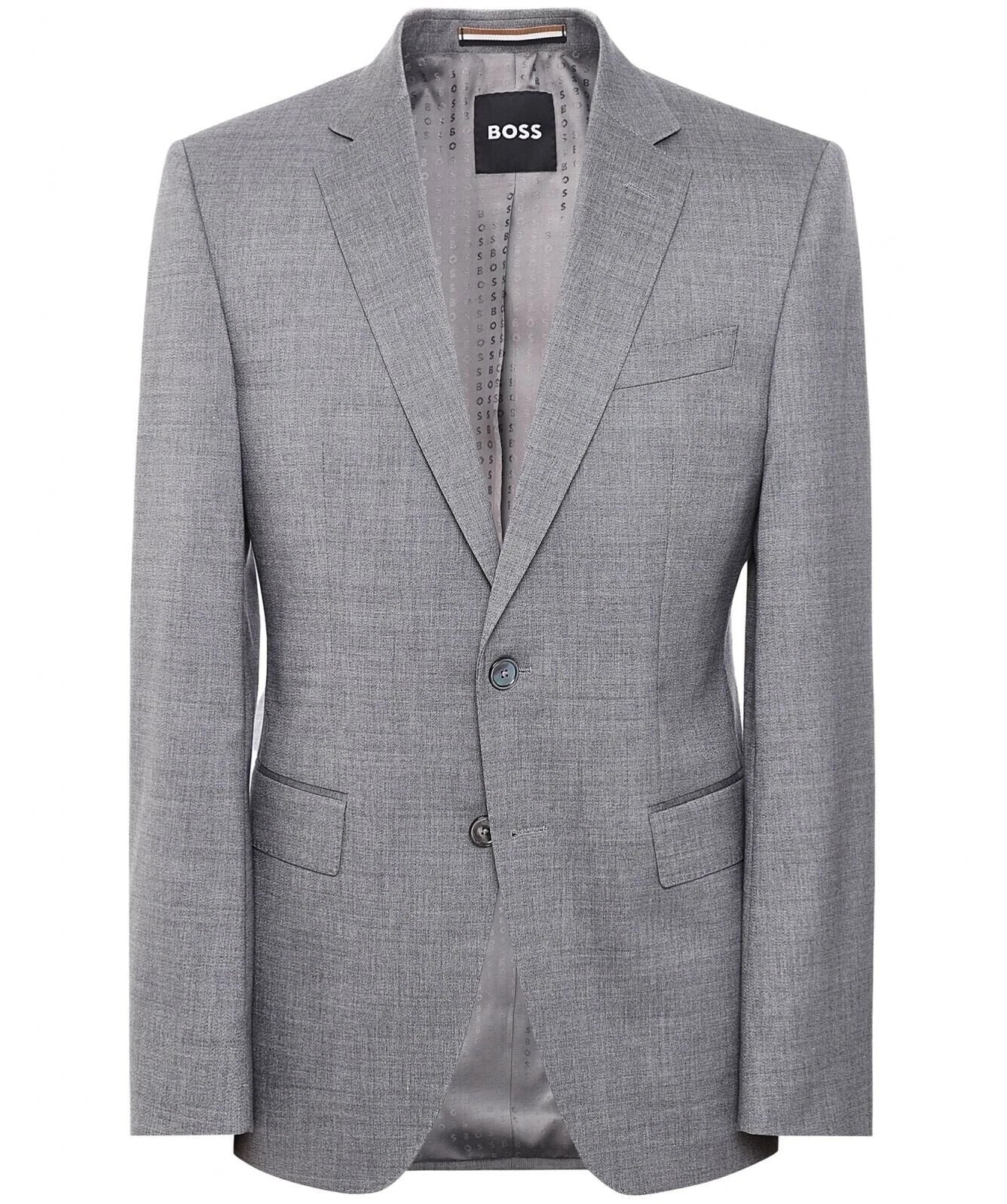$495 - BOSS Suit Jacket in Melange Stretch Wool Blend - Slim Fit - Size 38R