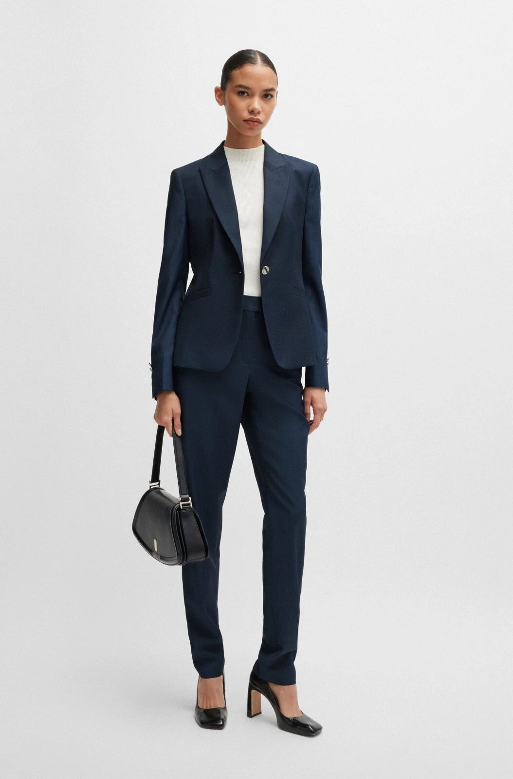 BOSS Women Tanuri Dress Pants Virgin Wool Relaxed Fit Light Blue - Size 4 / 26