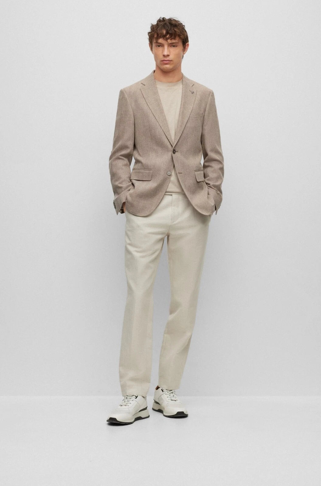 $695 - BOSS Sport Jacket Herringbone Cotton and Virgin Wool Slim Fit - Size 38R