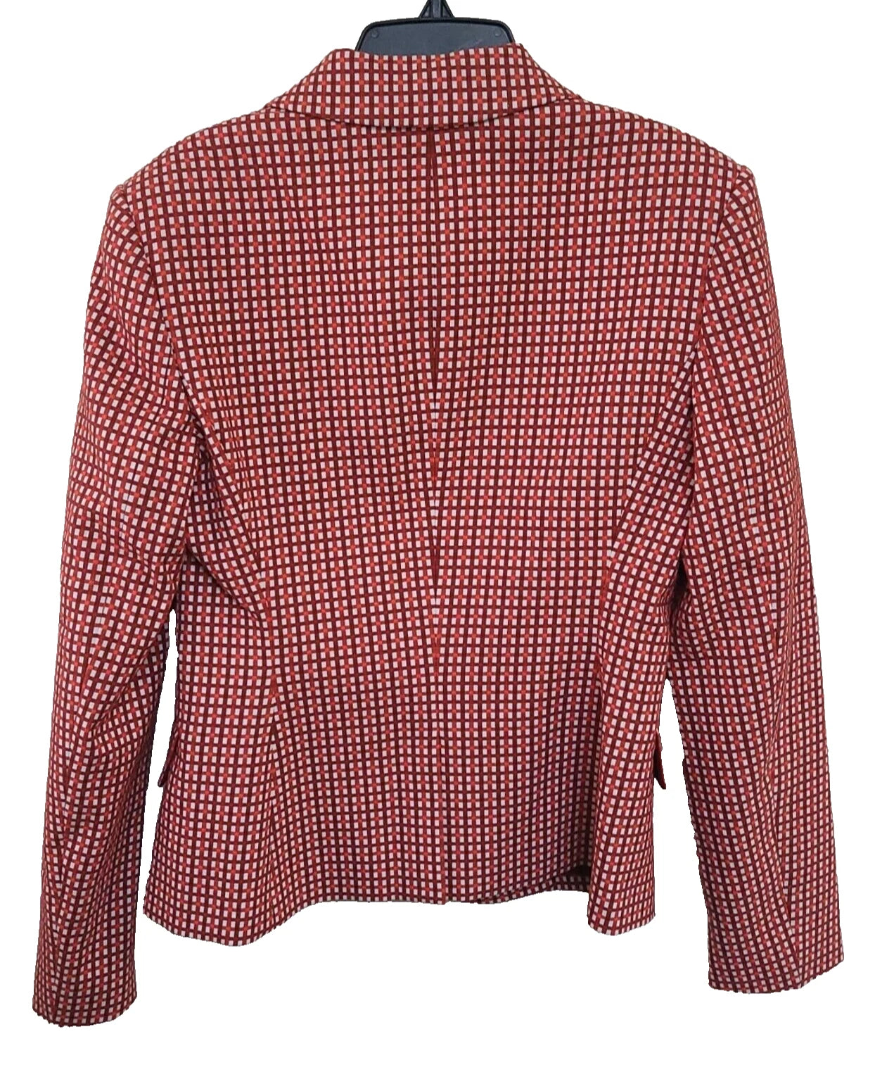 $850 - HUGO BOSS Women 2-Piece Suit with Pants in Red Houndstooth - Size 4 /26