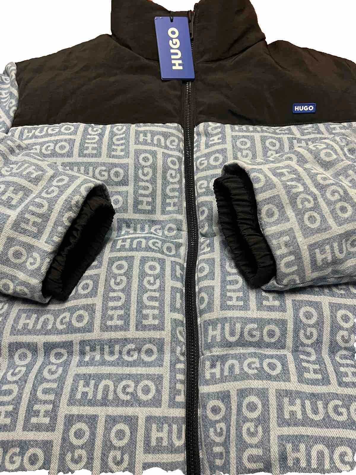 HUGO BOSS Puffer Jacket with Logo-Print Denim Weather Resistant Regular - Size M