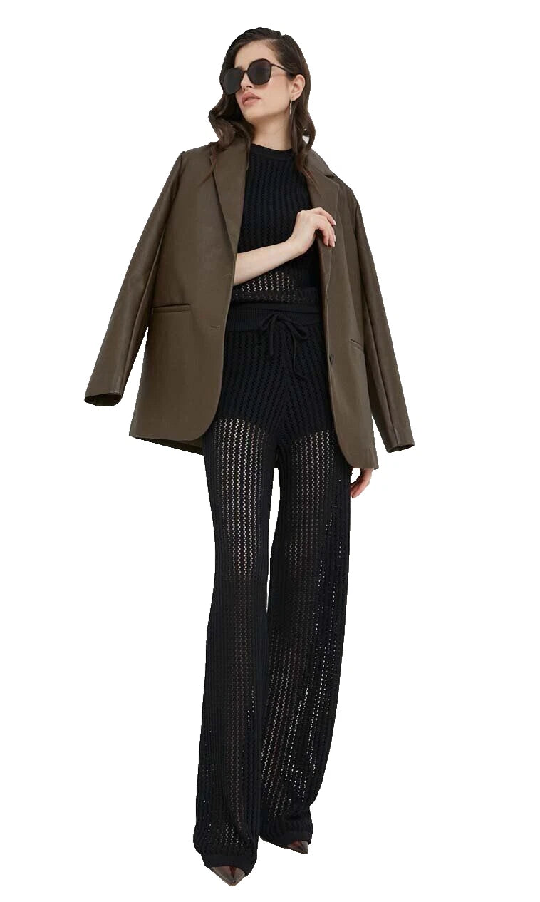 HUGO BOSS Women Stretch Knit Pants Elastic Waist Drawstring Black - Size S / CH