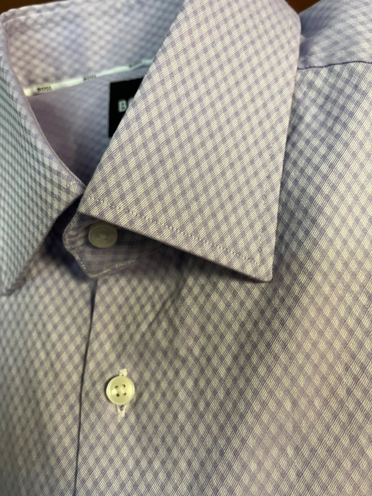 BOSS Hank Dress Shirt in Stretch Cotton Easy Iron Slim Fit Lavender - 15.5 / 39