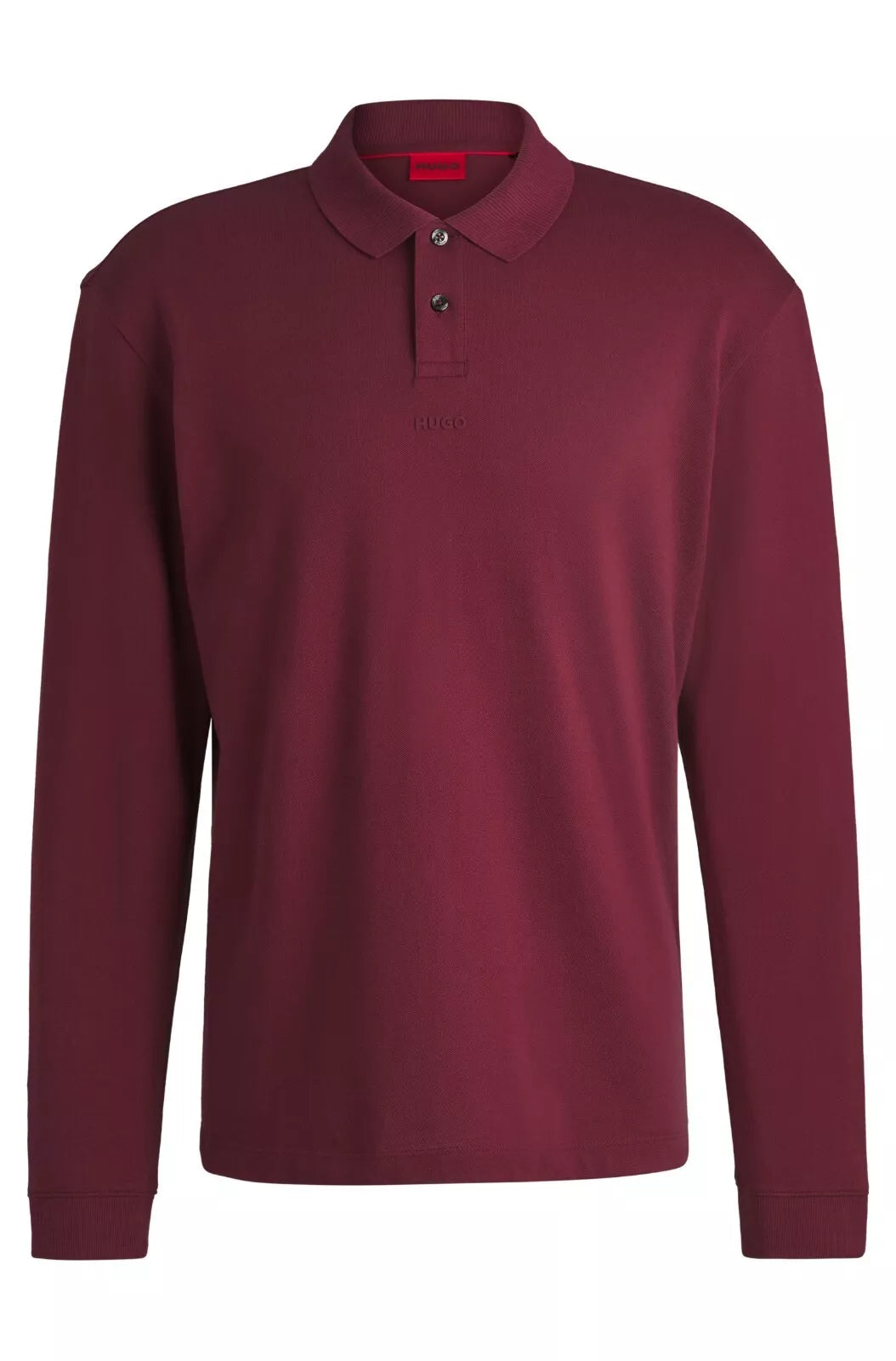 HUGO BOSS Cotton-Piqué Polo Shirt with Logo Print Relaxed Fit Maroon - Size M