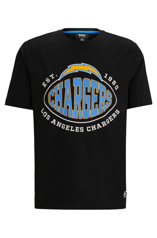 BOSS X NFL LA Chargers Cotton T-Shirt w Collaborative Branding in Black - Size M