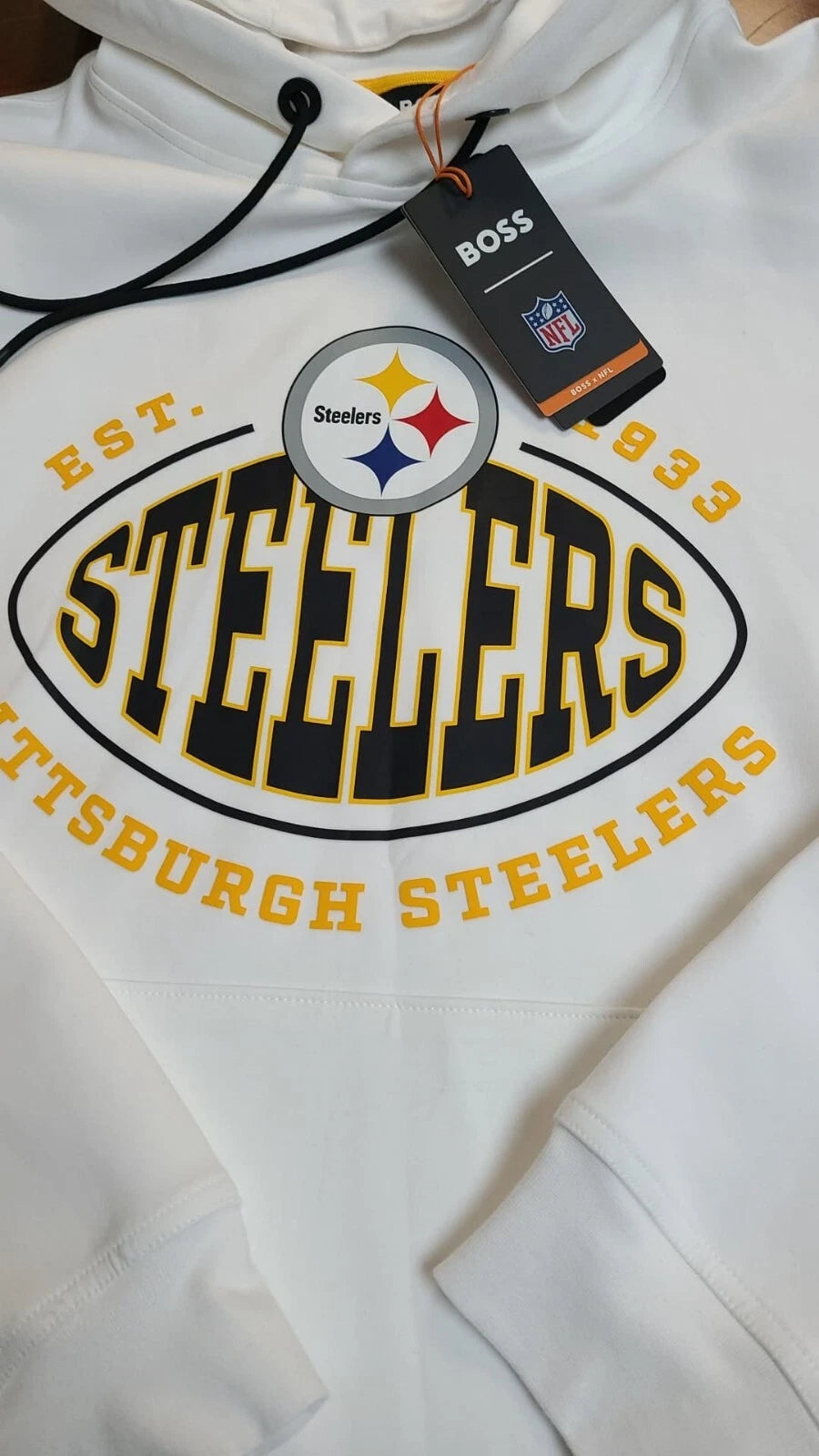 BOSS X NFL Pittsburgh Steelers Hoodie Stretch Sweatshirt in Regular Fit - Size M