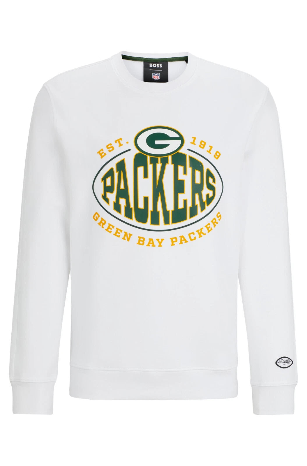 BOSS X NFL Green Bay Packers Crewneck Sweatshirt Regular Fit in White - Size L