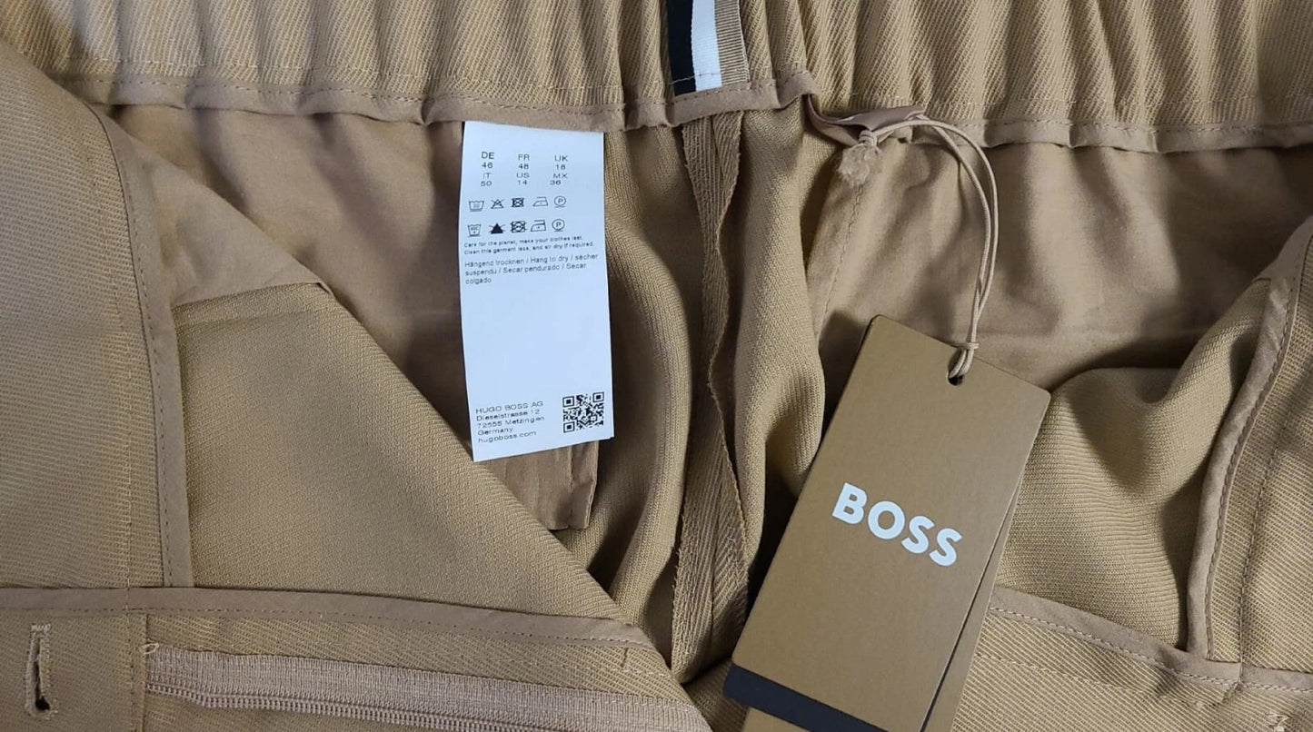 BOSS Relaxed Fit Formal Pants Trousers in Stretch Wool Blend - Size 14