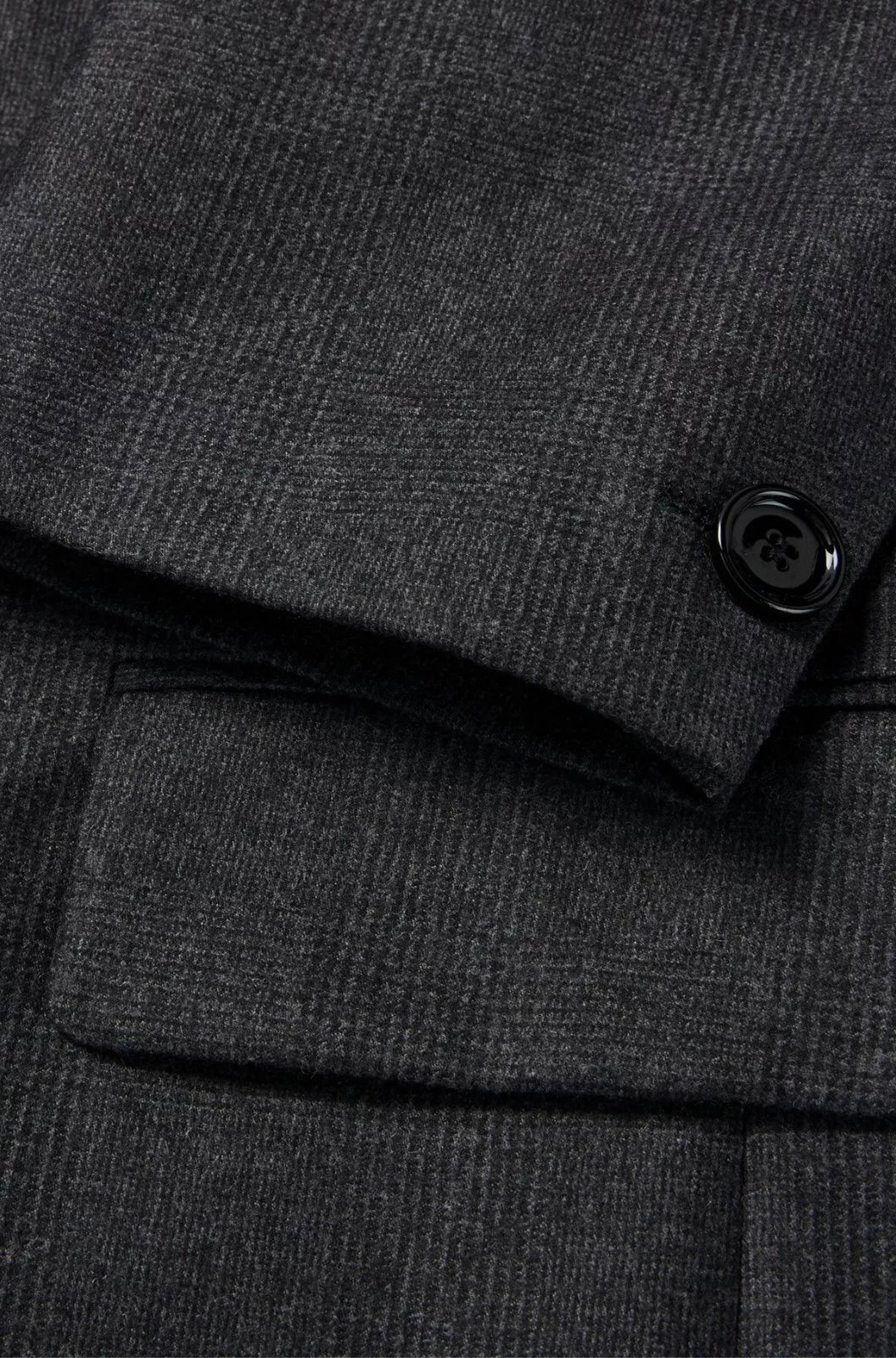 BOSS Double-Breasted Suit Jacket Virgin Wool Micro Pattern Relaxed Fit - 34R