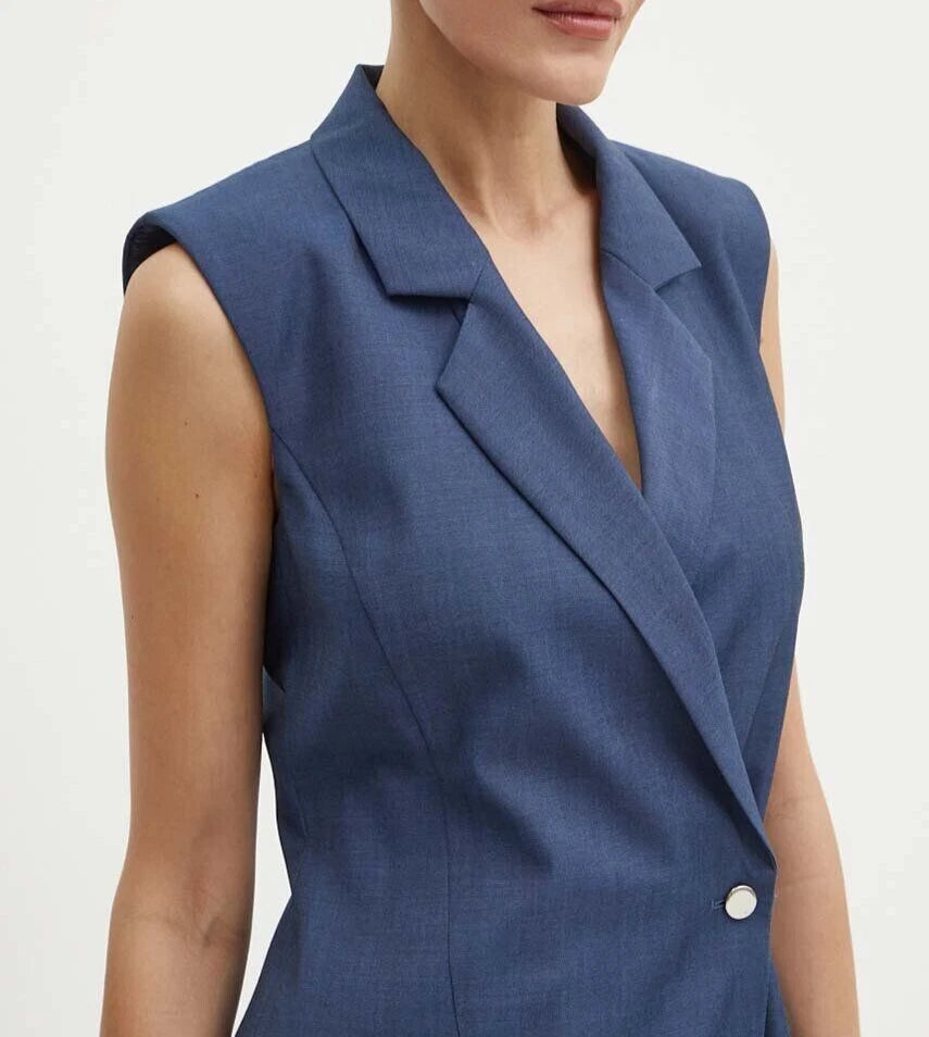 BOSS Delibea Sleeveless Button Front Dress in Virgin Wool - Size 4 / 26