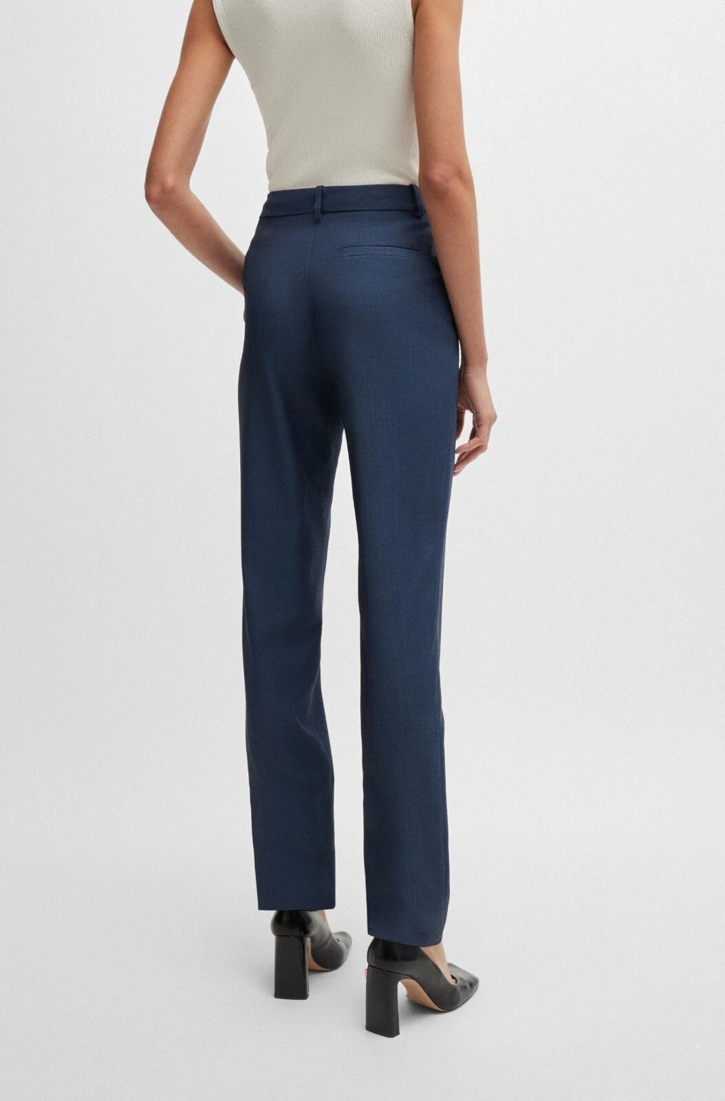 BOSS Women Tanuri Dress Pants Virgin Wool Relaxed Fit Light Blue - Size 4 / 26