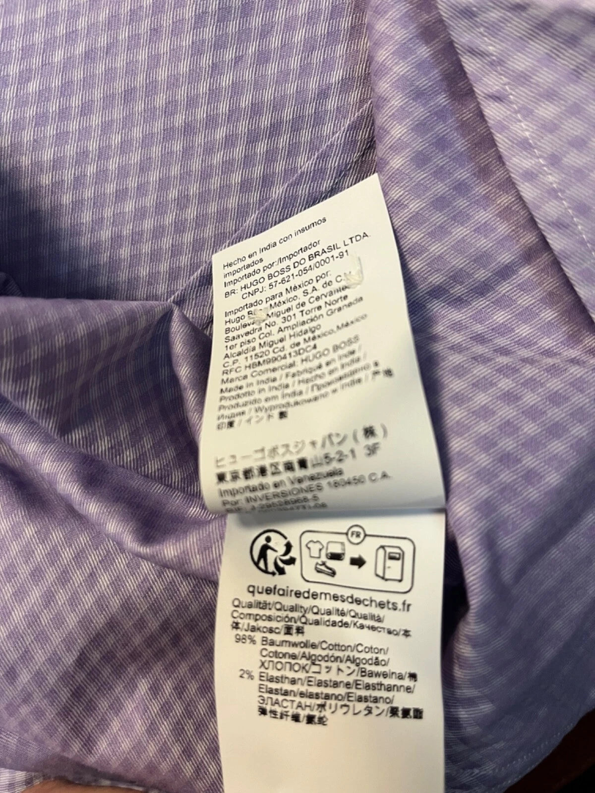 BOSS Hank Dress Shirt in Stretch Cotton Easy Iron Slim Fit Lavender - 15.5 / 39