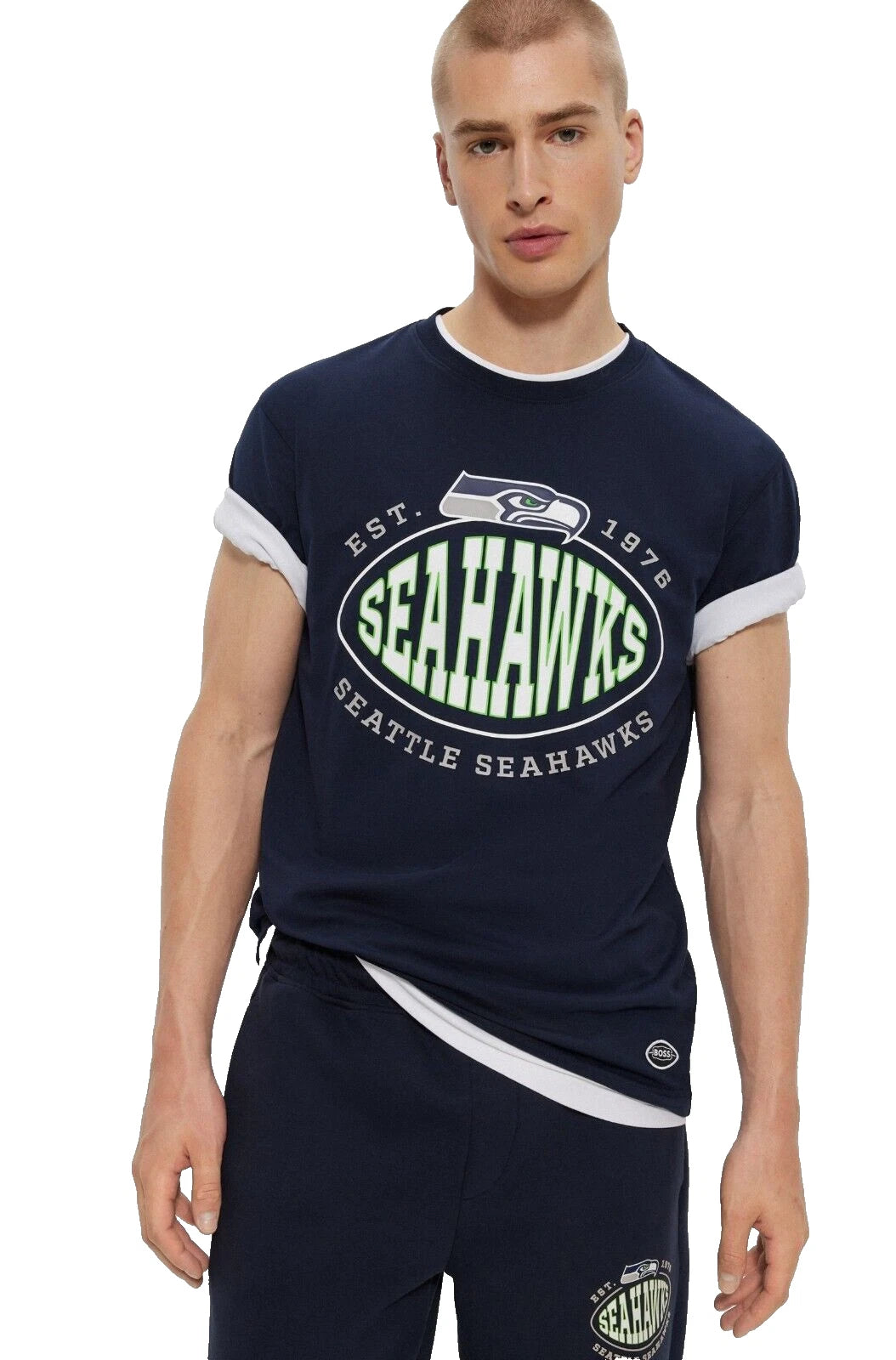BOSS X NFL Seattle Seahawks Cotton T-Shirt with Collaborative Branding - Size M