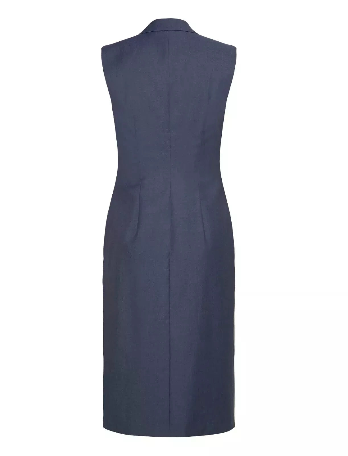 BOSS Delibea Sleeveless Button Front Dress in Virgin Wool Blue - Size 4 / 26
