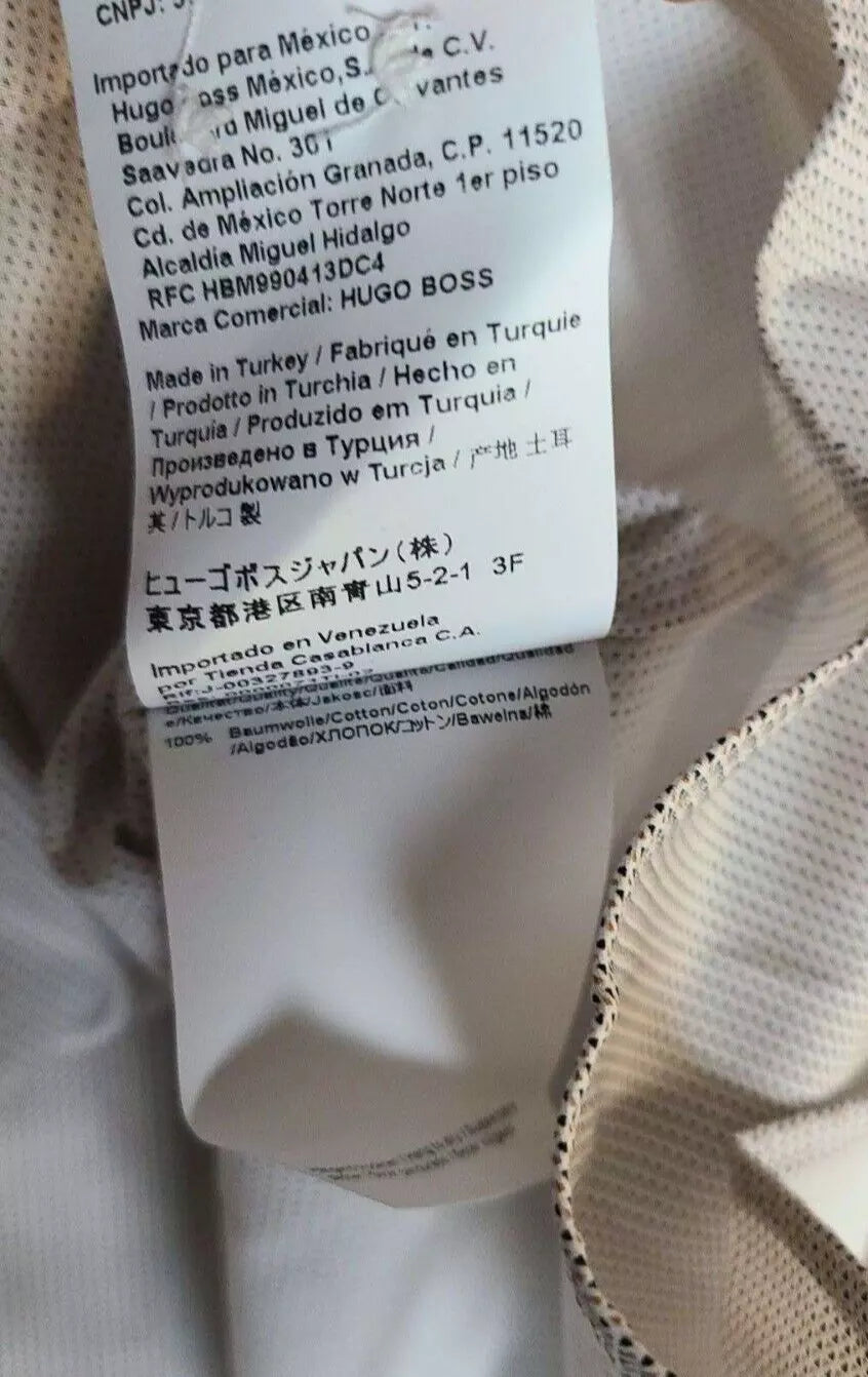 BOSS Tailored Long Sleeve Cotton Shirt Italian Fabric Patterned Slim -  M / 15.7