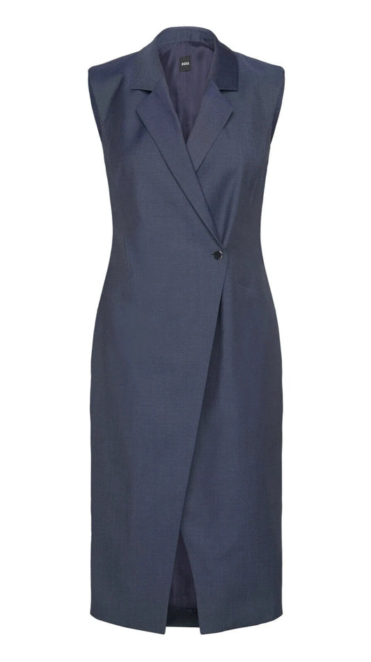BOSS Delibea Sleeveless Button Front Dress in Virgin Wool - Size 4 / 26