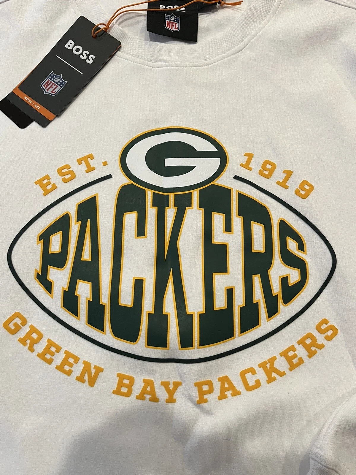 BOSS X NFL Green Bay Packers Crewneck Sweatshirt Regular Fit in White - Size L