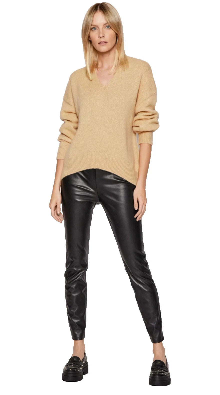 HUGO BOSS Women Taslima Skinny Fit Faux Leather Leggings Pants Black- Size 4 /26