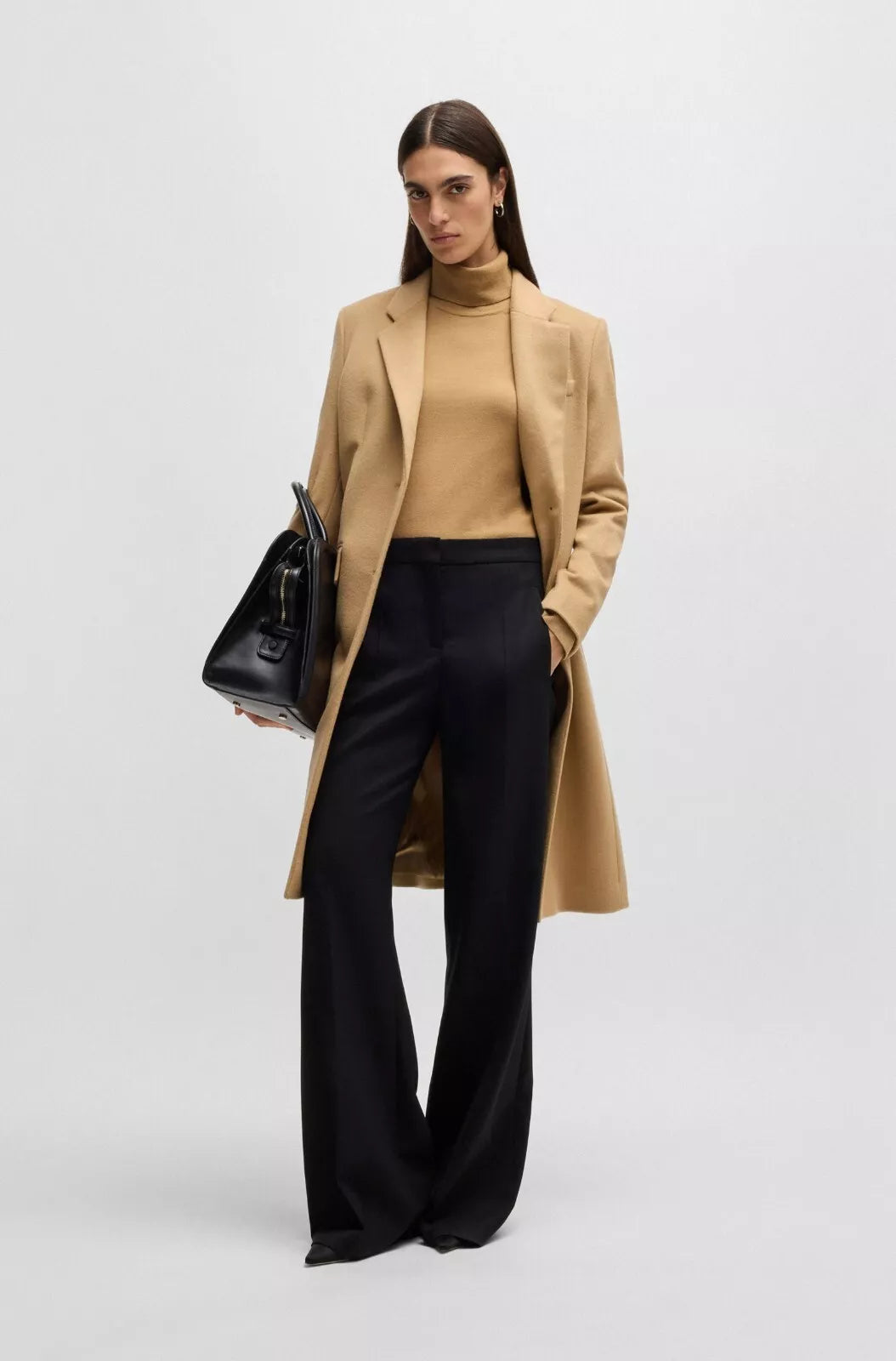 BOSS Women Formal Coat in Wool and Cashmere Beige Slim Fit -  Size 4 / 26