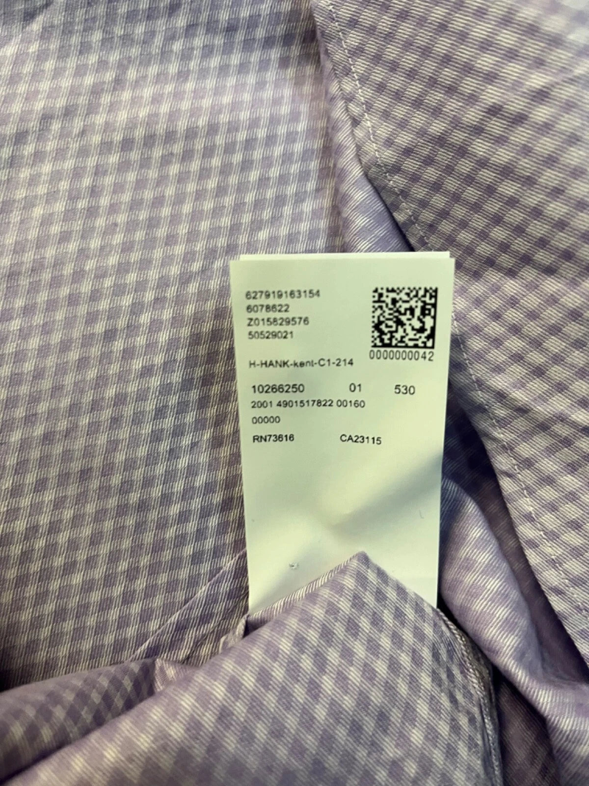 BOSS Hank Dress Shirt in Stretch Cotton Easy Iron Slim Fit Lavender - 15.5 / 39