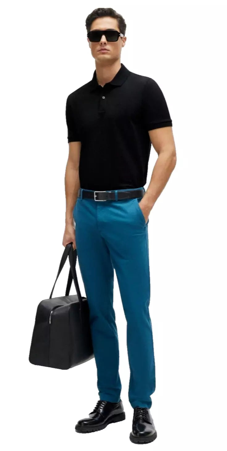 BOSS Pallas Cotton Polo Shirt with Embroidered Logo in Black - Size M