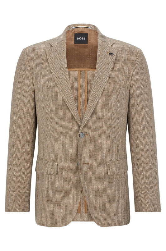 $695 - BOSS Sport Jacket Herringbone Cotton and Virgin Wool Slim Fit - Size 38R