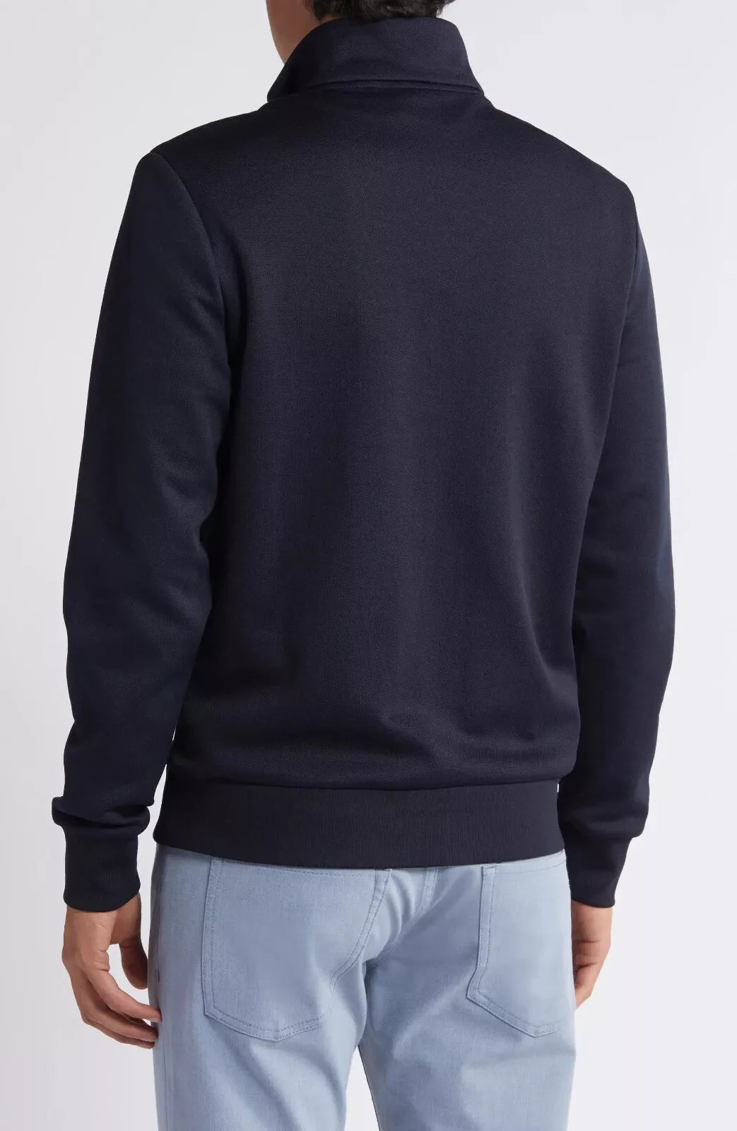 BOSS Sidney Zip-Neck Sweatshirt Sweater in Micro Structured Dark Blue - Size M