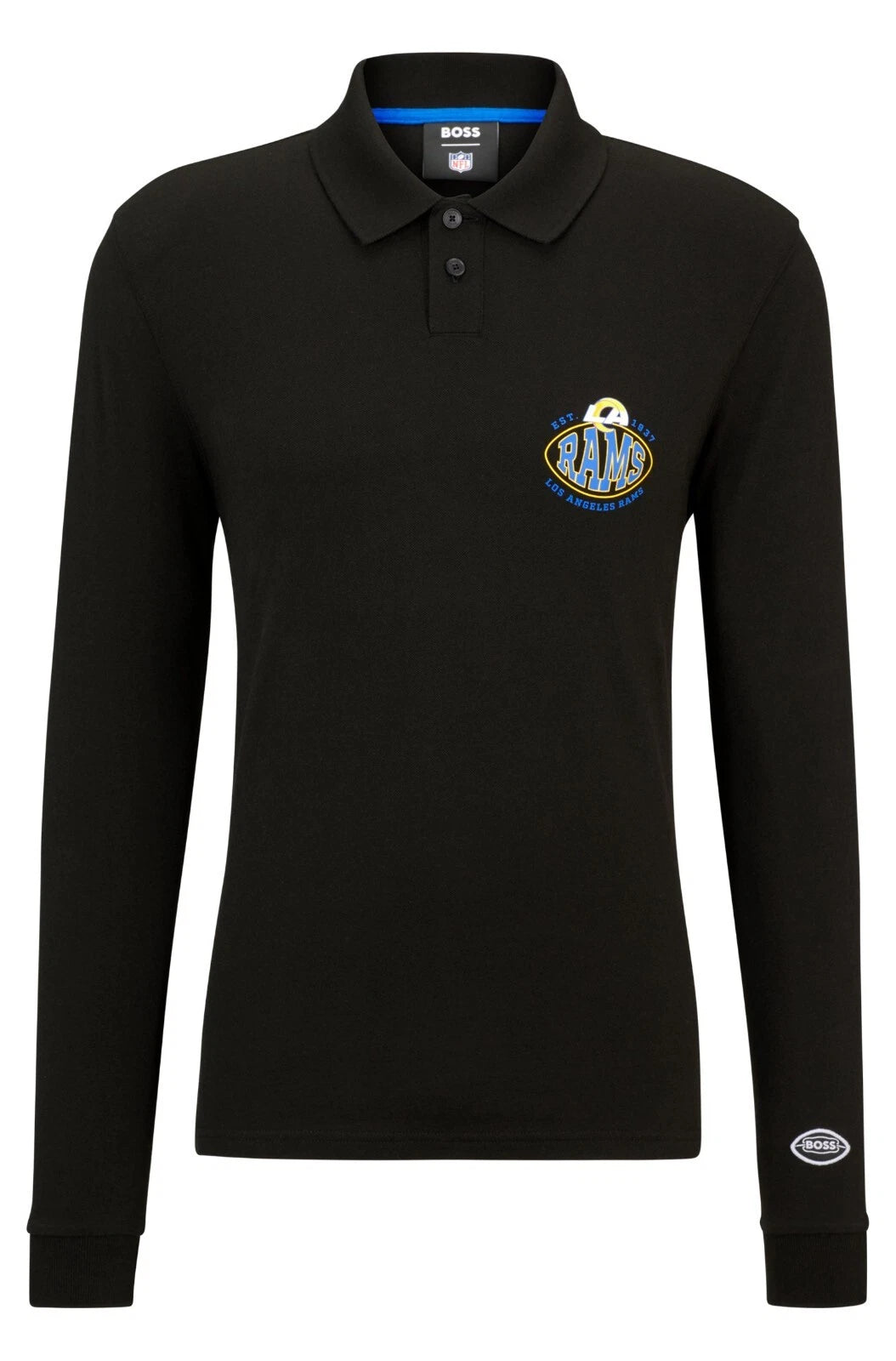 BOSS X NFL Sport Los Angeles Rams Long Sleeve Cotton Polo Shirt Black - Size M