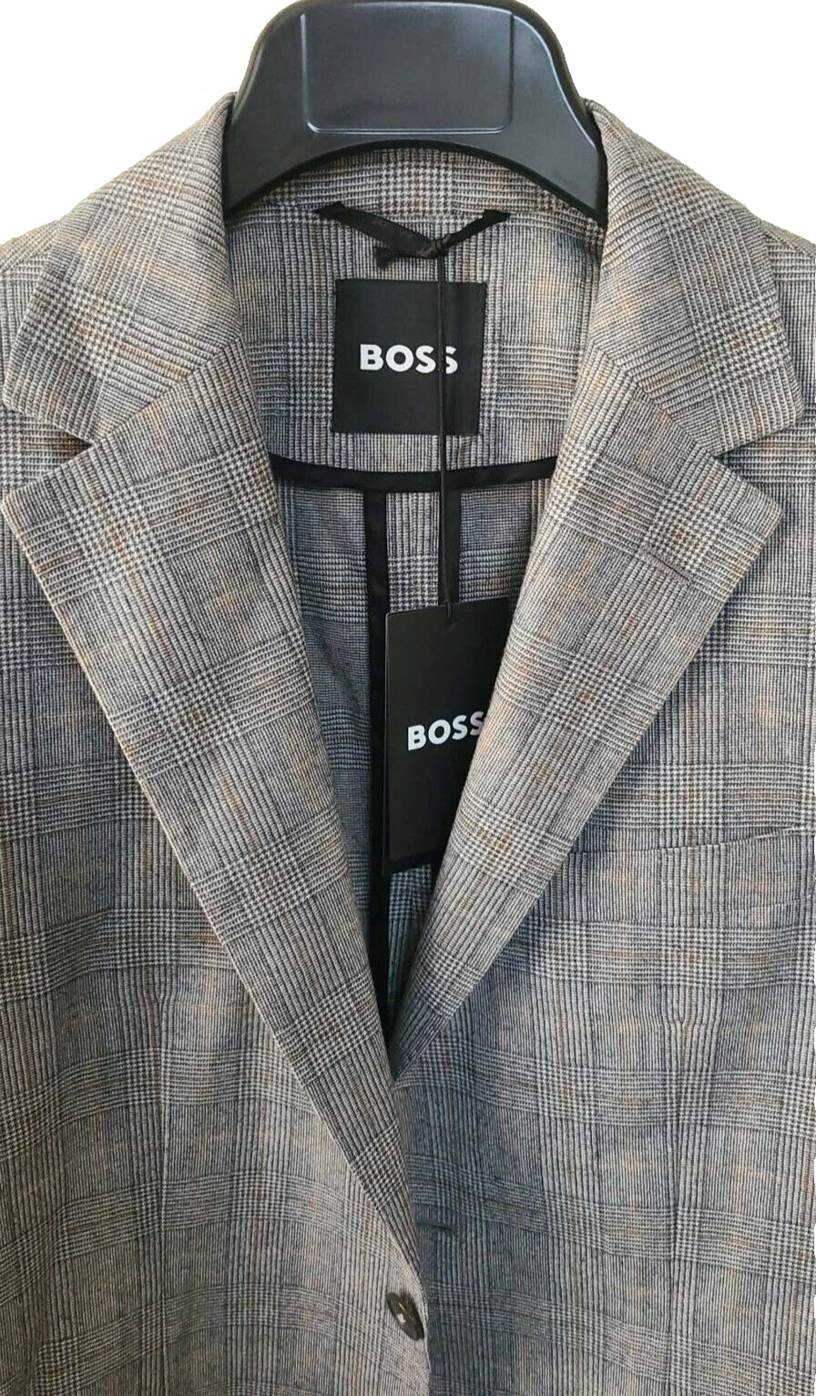 BOSS Regular Fit Jacket Checked Virgin Wool Sport Coat Italian Fabric - Size 38R