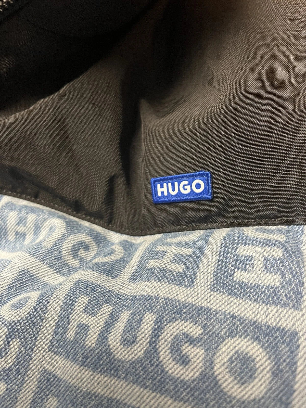 HUGO BOSS Puffer Jacket with Logo-Print Denim Weather Resistant Regular - Size M