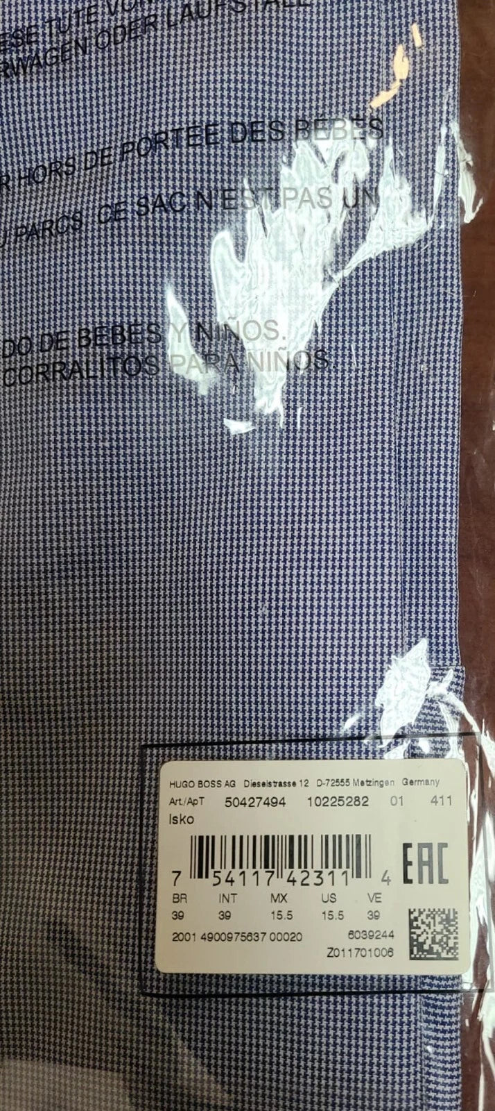 HUGO BOSS Isko Slim Fit Dress Shirt Travel Line Collection - Size 15.5 / 39