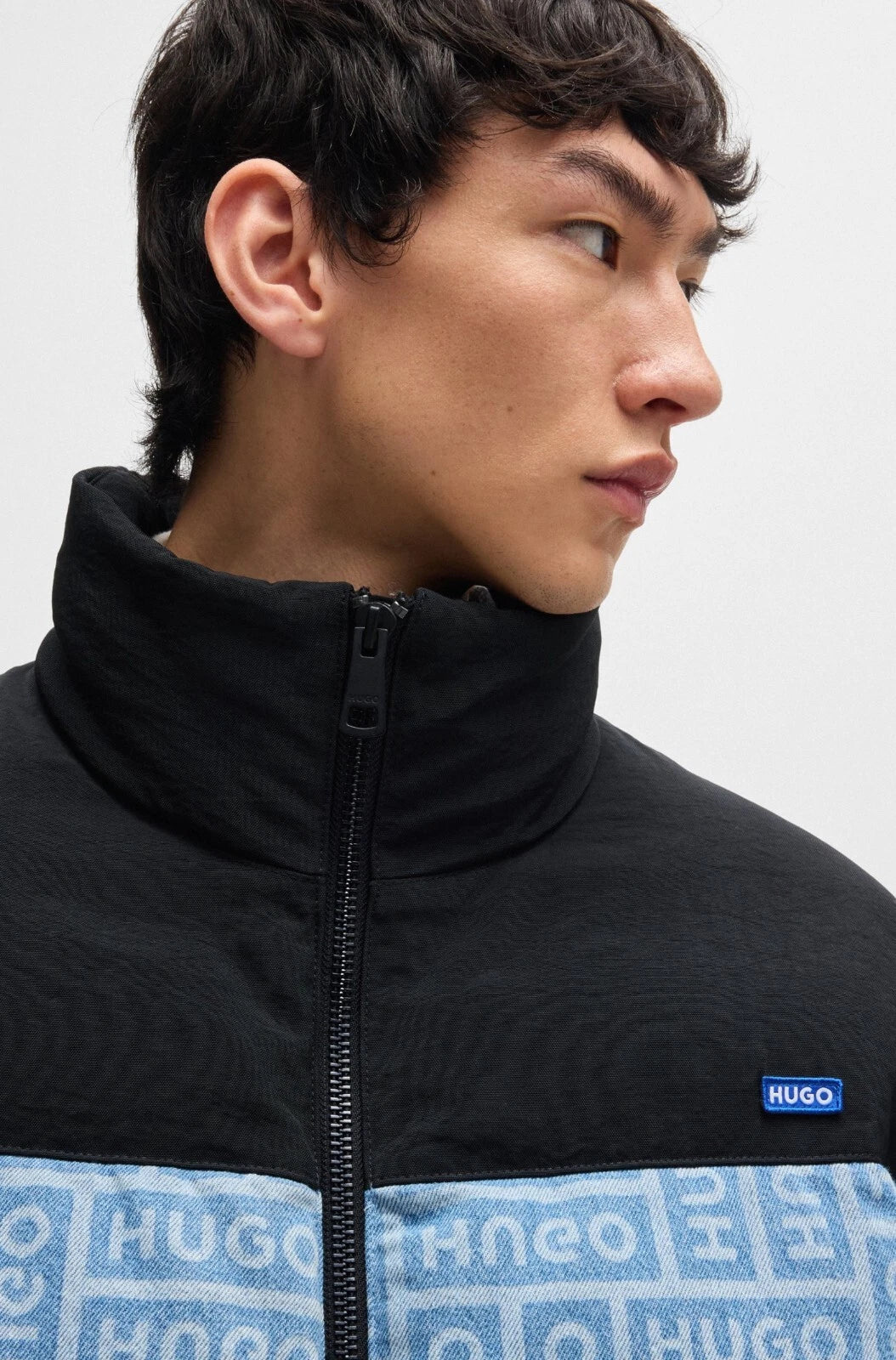 HUGO BOSS Puffer Jacket with Logo-Print Denim Weather Resistant Regular - Size M