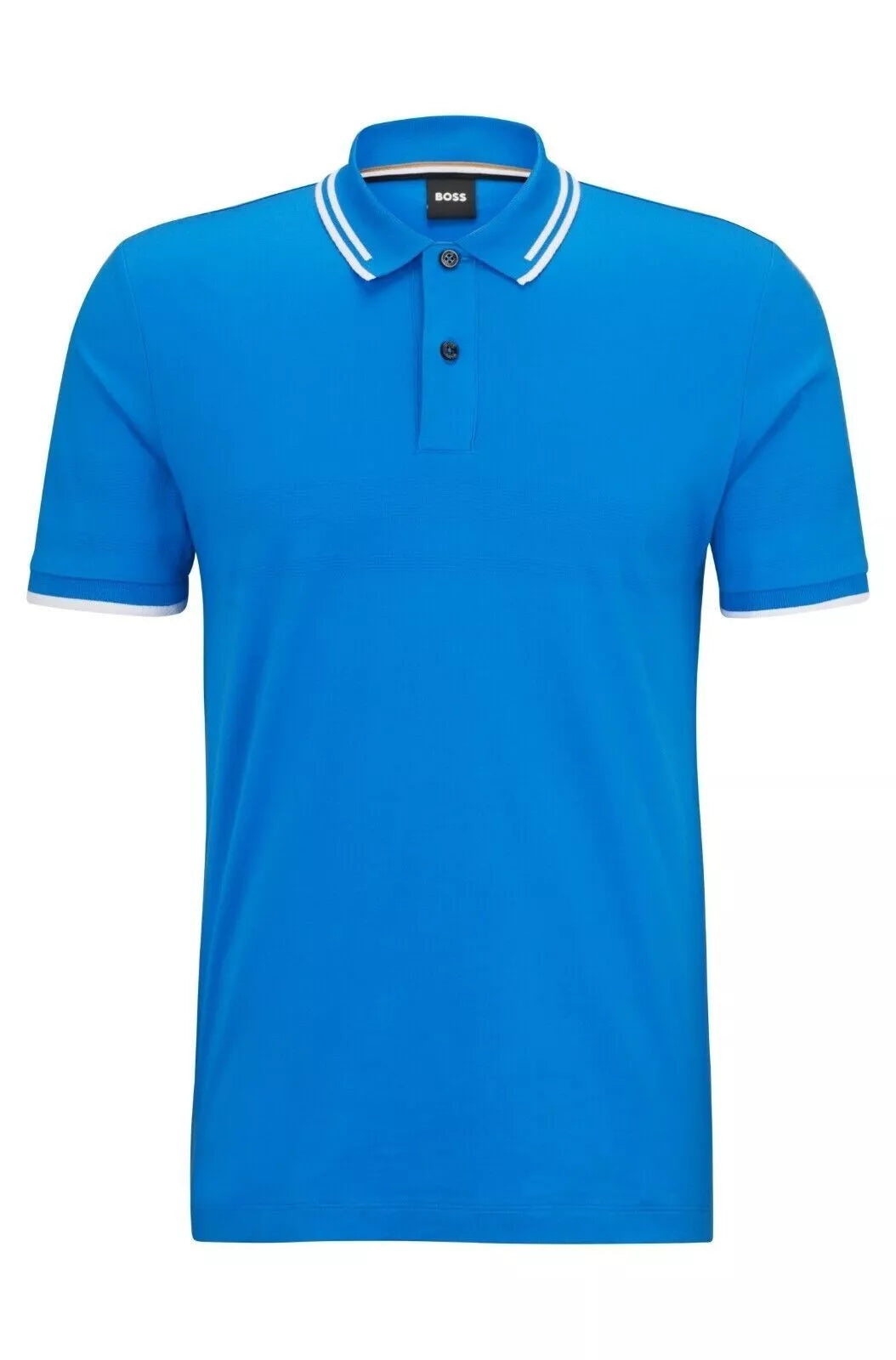 BOSS Phillipson Cotton Polo Shirt with Jacquard Stripes Slim Fit Blue - Size M