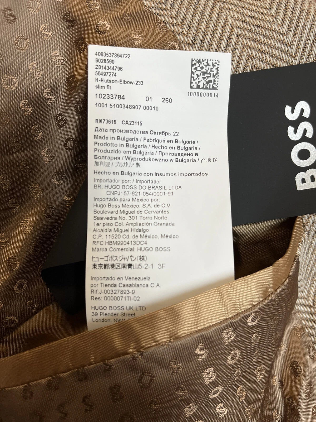 $695 - BOSS Sport Jacket Herringbone Cotton and Virgin Wool Slim Fit - Size 38R