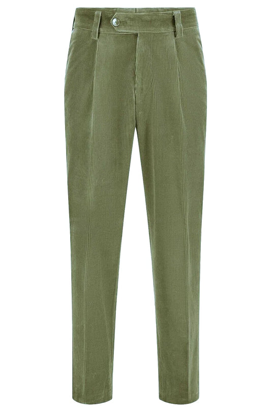 BOSS Relaxed Comfort Fit Pleated Pants in Cotton Corduroy - Size 34R