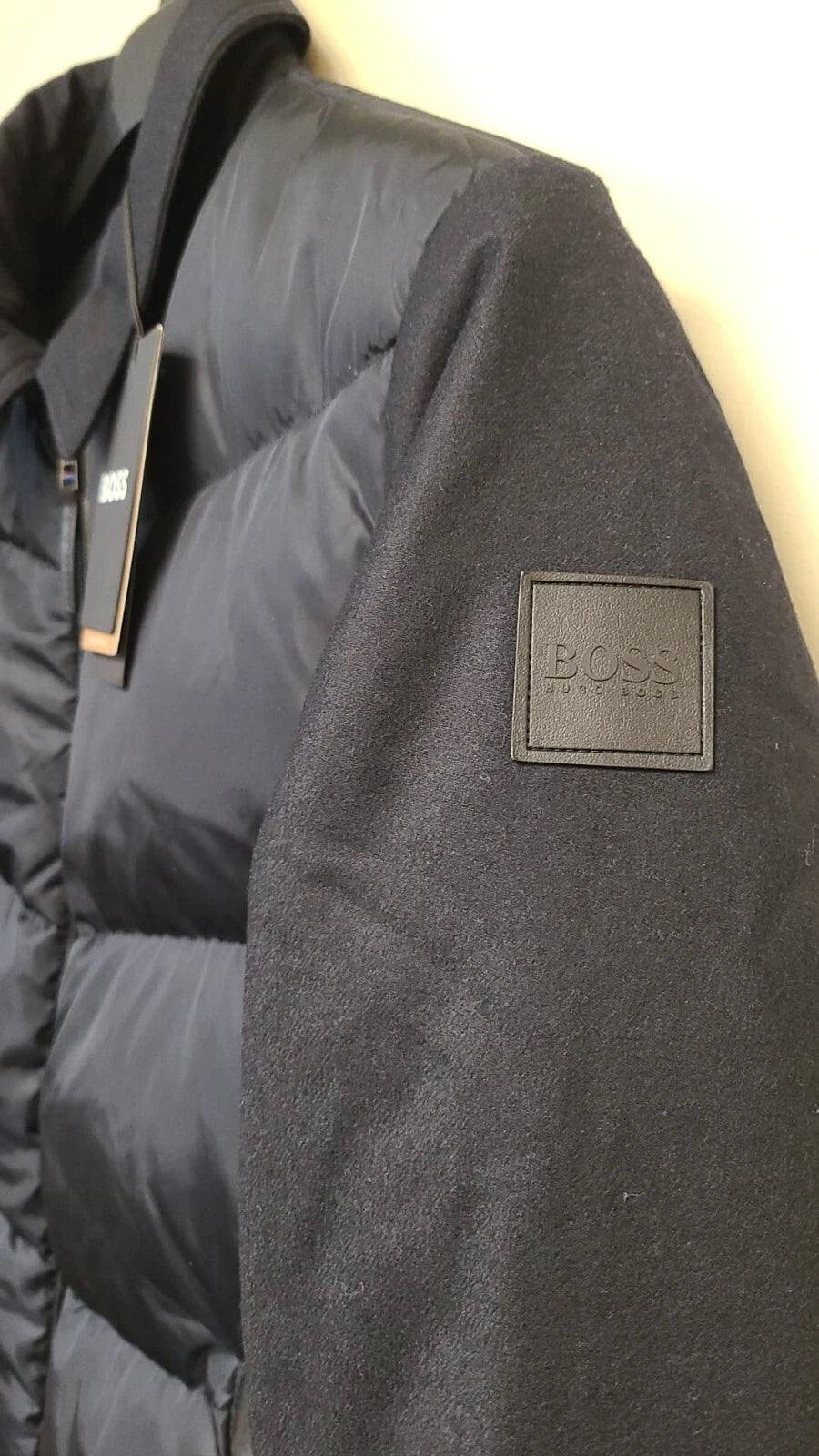 $645 - BOSS Premium Duck Down Jacket Leather Trims Water Repellent - Size 38R