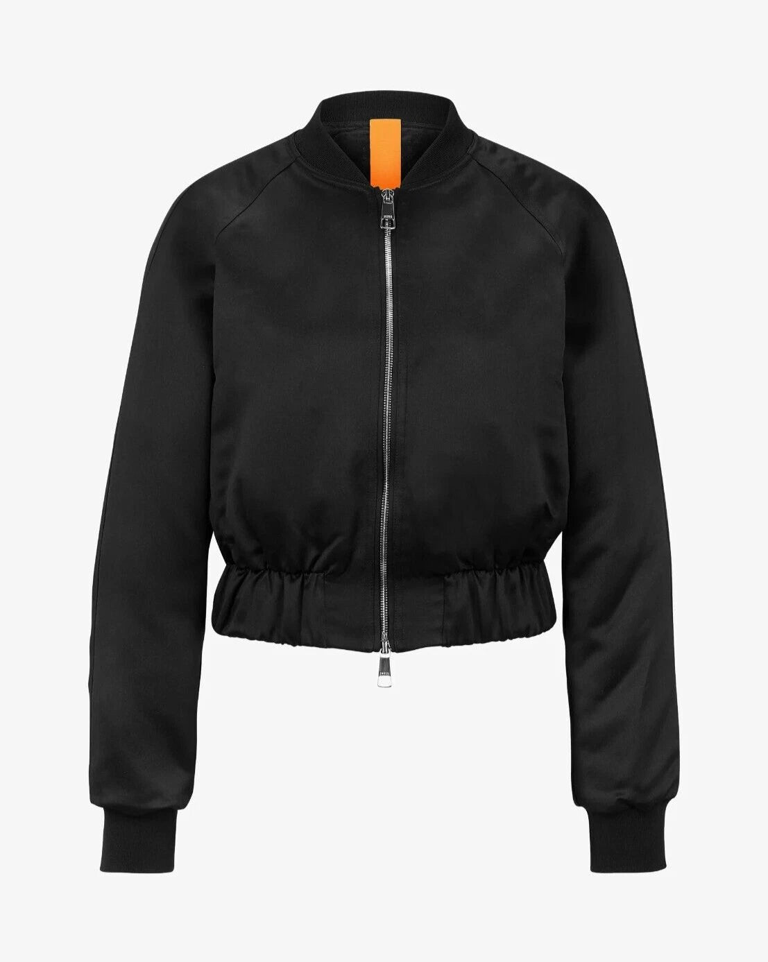 BOSS Women PANDELLA  Black Satin Bomber Jacket Relaxed Fit - Size 4 / 26