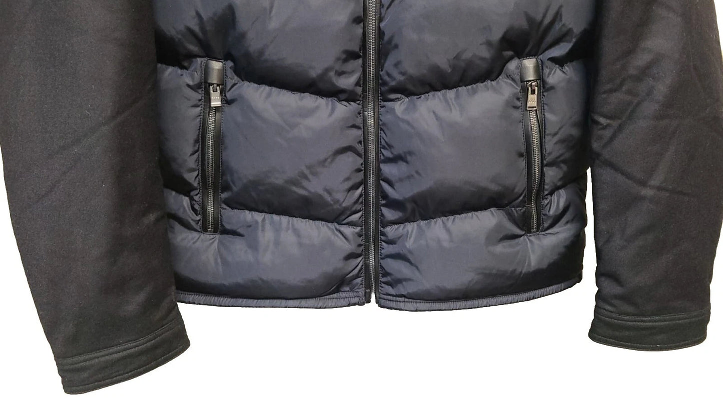 $645 - BOSS Premium Duck Down Jacket Leather Trims Water Repellent - Size 38R