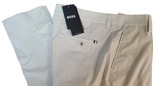 BOSS Perin Casual Pleat Front Pants in Stretch Cotton - Relaxed Fit - Size 34