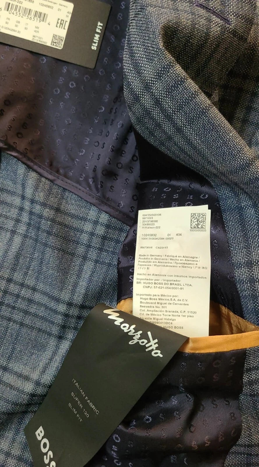 $645 - BOSS Slim Fit Sport Jacket Checked Virgin Wool - Size 40R - NWT