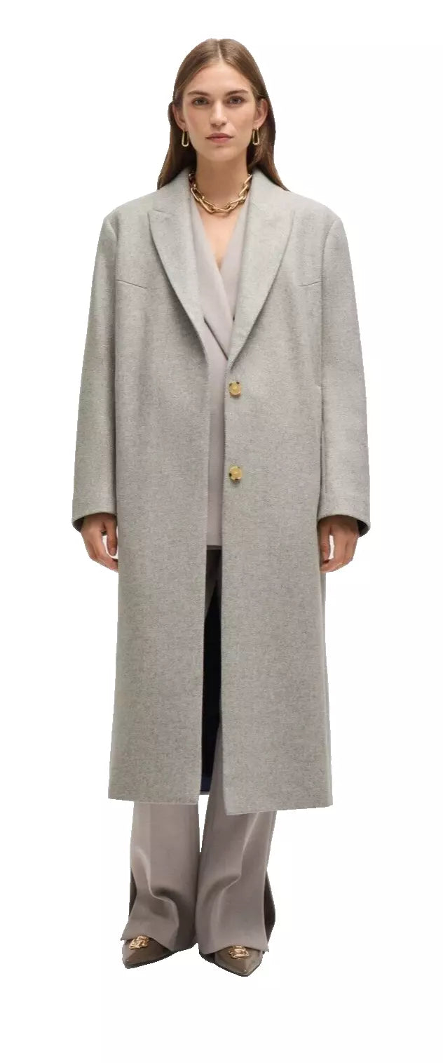 $895 - BOSS Luxury Coat in Wool with Cashmere Oversize Fit Silver - Size 4 / 26